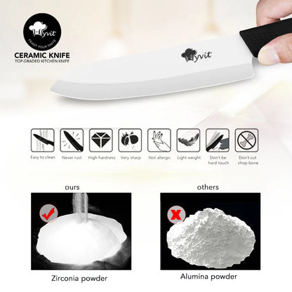 Ceramic Knives Set Kitchen knives 3 4 5 6 inch Chef knife +peeler with holder white zirconia blade Multi-color Handle