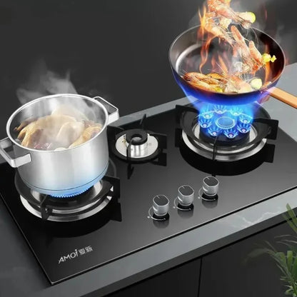 【hot item】Household Gas Stove Tabletop Embedded Dual-purpose Flip Cover Three-burner Stove With Flameout Protection