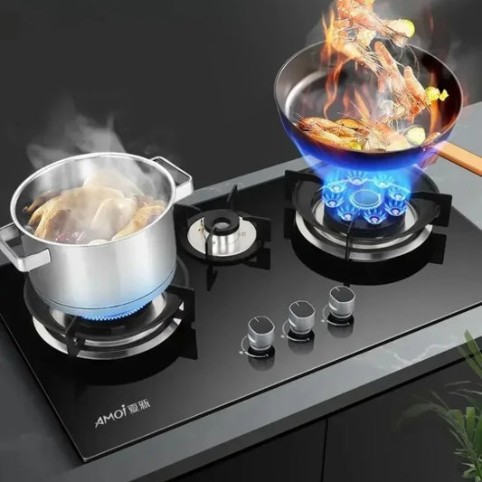 【hot item】Household Gas Stove Tabletop Embedded Dual-purpose Flip Cover Three-burner Stove With Flameout Protection