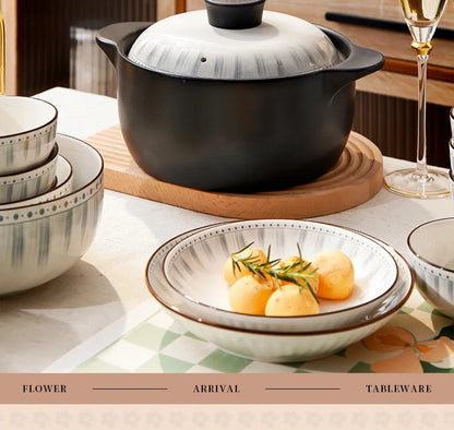 Simple Ceramic Bowl, Combination, Underglaze Color,  Tableware