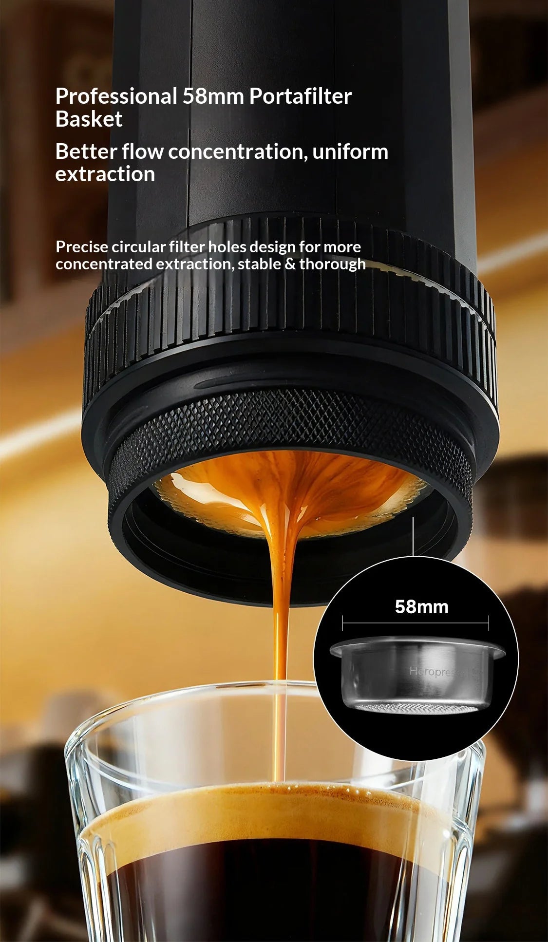 Hero Italian Professional Edition Portable 58mm Espresso Coffee Machine Manual Extraction Maker for Home Cafe Barista Brewing