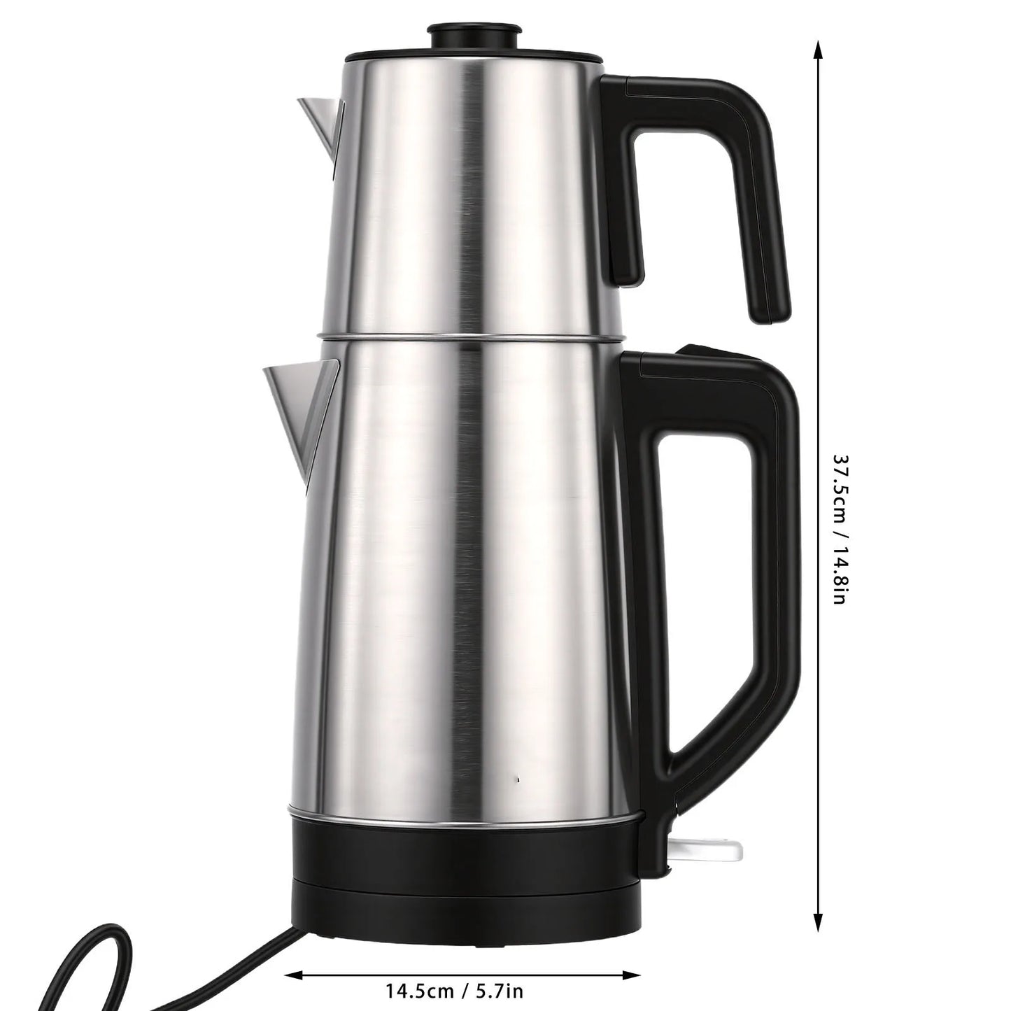 Electric Kettle Turkish Tea Maker Cooker Stainless Steel Double Pot Kettle Infuser Keep Warm Function 220V EU Plug