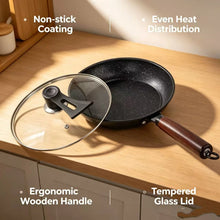Granite Non Stick Frying Pan, Household Skillet for Steak Egg Pancake, All Stoves Compatible, Works with Induction & Gas Stove