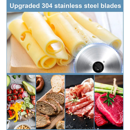 Commercial Meat Slicer 220V | Heavy-Duty Electric Food Slicer for Frozen Meat, Cheese, Bacon | Stainless Steel Blade, Quiet Moto