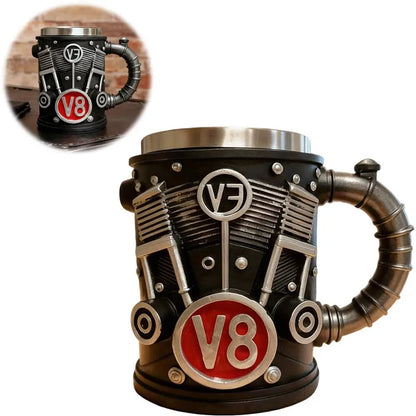 2025 V6 V8 Makeup Creative Resin Stainless Steel Water Cup Personalized Wine Cup Gift Decoration Coffee Mug Cool Idea