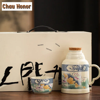 650ml Lotus Pond Moonlight Ceramic Water Jug Heat Insulation Water Kettle Carafe Hot and Cold Water Pitcher Teaware Accessories
