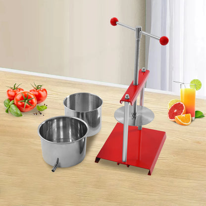 Easy Clean Hand Press Juicer High-Yield Manual Fruit Press with Filter Bag 0.8Gal/1.6Gal Capacity for Cheese, Herbs & Vegetable Juice
