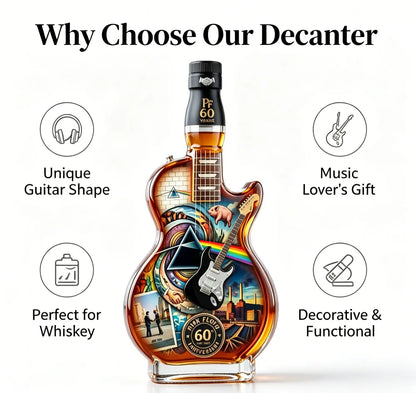 Artistic Guitar Shaped Whiskey Decanter Hand-Finished Glass Liquor Dispenser Decorative Barware Unique Gift for Whiskey Lovers