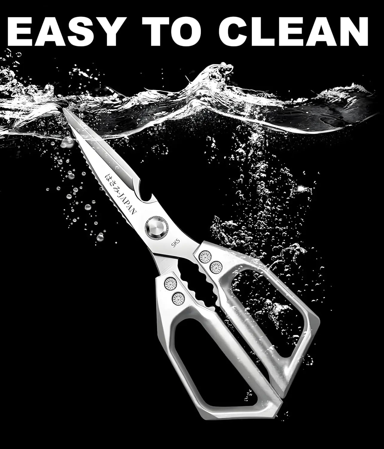 Heavy Duty Kitchen Scissors – Sharp Stainless Steel Cooking Shears for Meat, Chicken, Fish, Poultry, Herbs and Bread, Dishwasher Safe, Silver