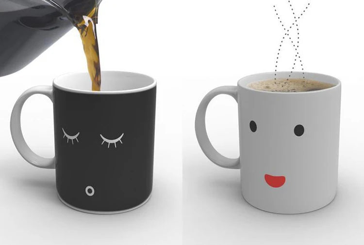 Creative Battery Magic Mug Positive Energy Color Changing Cup Ceramic Discoloration Coffee Tea Milk Mugs Novelty Gifts