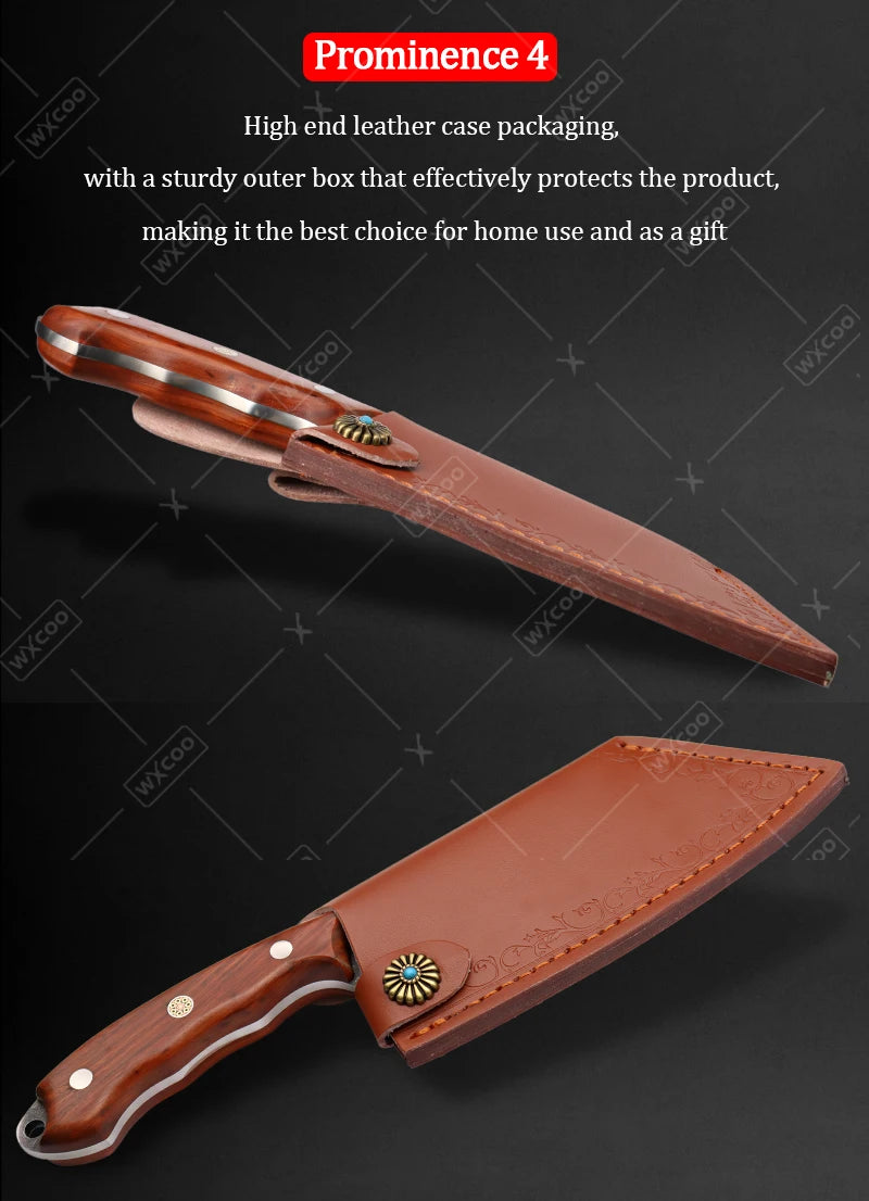 WXCOO Handmade Forged Knife Butcher Cleaver Knife Meat Cutting Japanese Kitchen Pork Bone Shaving Knives Boning Knife