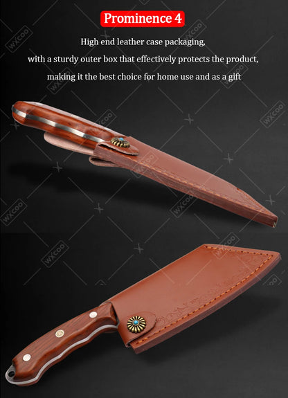 WXCOO Handmade Forged Knife Butcher Cleaver Knife Meat Cutting Japanese Kitchen Pork Bone Shaving Knives Boning Knife