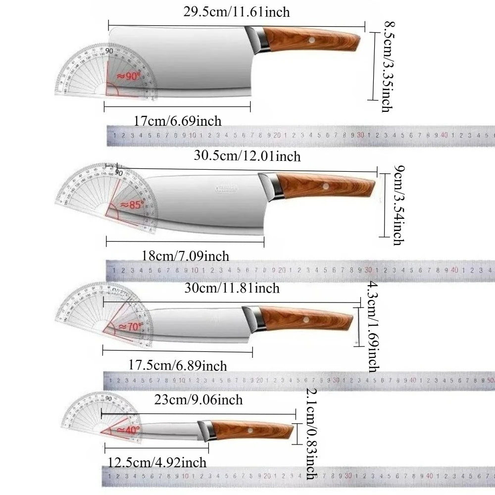 Professional Full 7 PCS Knife Set Stainless Steel Kitchen Knives Sets Best Kitchen Slicing with Knife Storage Block for Easy Kit