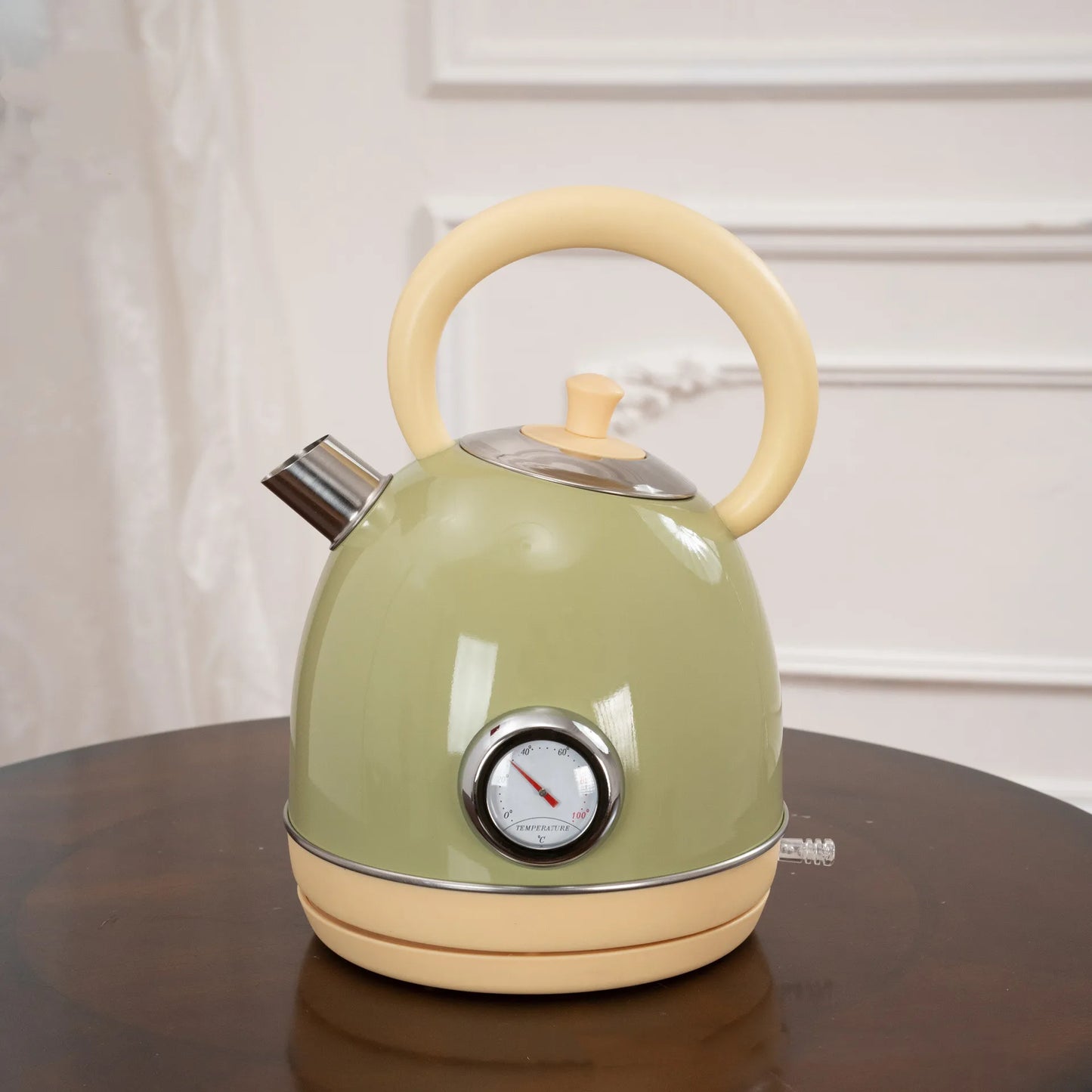 1850W Retro Printed Paint Electric Kettle Auto Power Off 304 Stainless Steel Boiling kettle With Temperature Display Teapot 1.7L