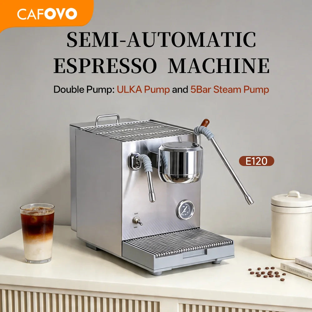 CAFOVO E120 9Bar Espresso Machine 3 Boiler ULKA 2 Pump OPV System with OLED Display for Cafe Barista Coffee Maker 220V