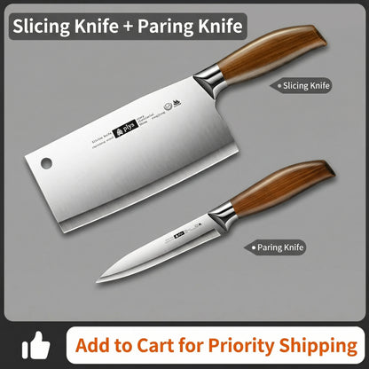 New Upgaded Complete 4-Piece Knife Set with Box - Stainless Steel Cleaver, Chef, Slicing & Paring Knives for All Kitchen Needs