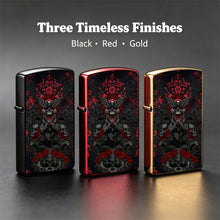 Pocket Lighter, Skull & Rose Print Metal Case, Flip-Top Windproof Design, Comfortable Grip, Refillable, Cool Gift for Men