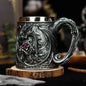 Retro Dragon Resin Hand Painted Stainless Steel Beer Mug Coffee Cup Gem Creative Design Tea Cup Bar Decoration Collection Gift