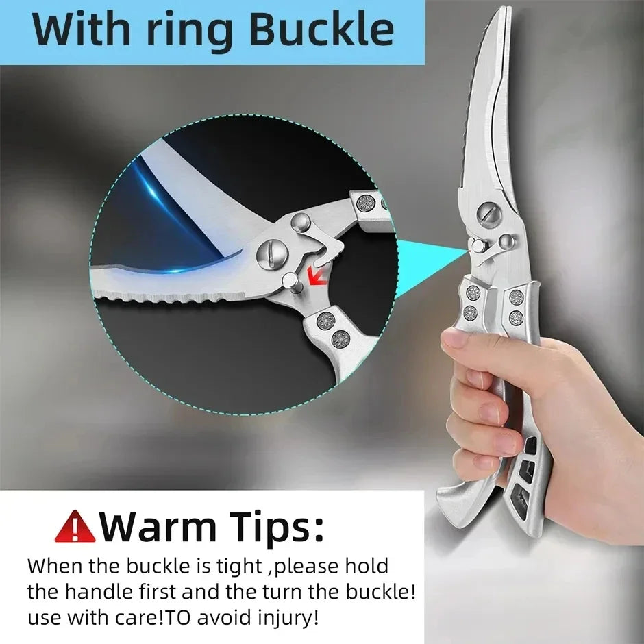 Kitchen Scissors Chicken Bone Kitchen Shears,Duck Fish Cutter Stainless Steel Fish Scissors Scale Clean Cook Scissors Knife