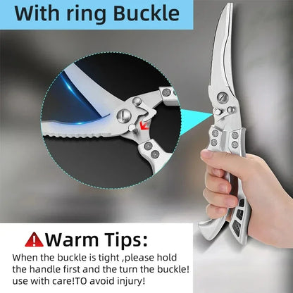 Kitchen Scissors Chicken Bone Kitchen Shears,Duck Fish Cutter Stainless Steel Fish Scissors Scale Clean Cook Scissors Knife