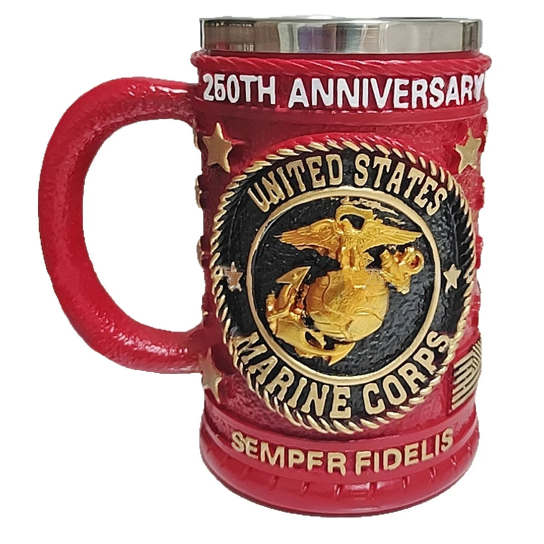 1pcs Navy Cup Air Force Anchor Plane Wine Mugs Resin Stainless Steel Army Beer Military  Mug Men Birthday Gift Coffee Wine New