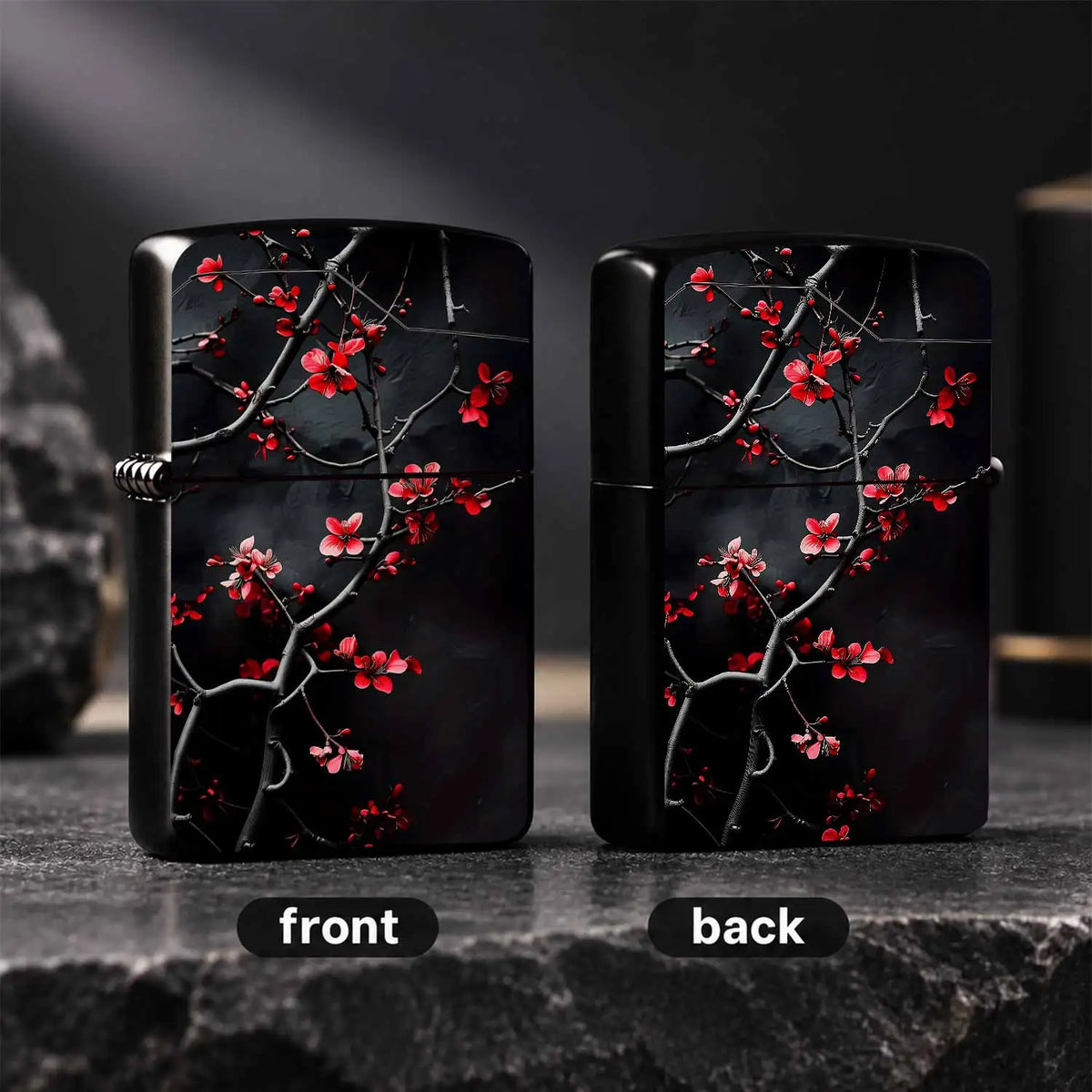 Vibrant Red Plum Blossom Lighter, Exquisitestyle Dark Background Twisted Branch Design, Portable Delicate Accessory For Daily Use, Gorgeous Aesthetic Decorative Item, Ideal Thoughtful Gift For Friends Family On Various A Humo
