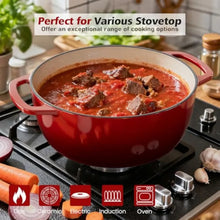 6QT Enameled Cast Iron Dutch Oven with Lid, Versatile Heavy-Duty Cookware Pot for Baking Bread, Braising, Soups and Stews, Oven