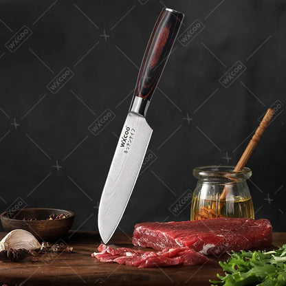 WXCOO Santoku Butcher Carving Knife Japanese Kitchen Knives High Carbon Steel Knife Set Fruit Bread Meat Cleaver Boning Knife