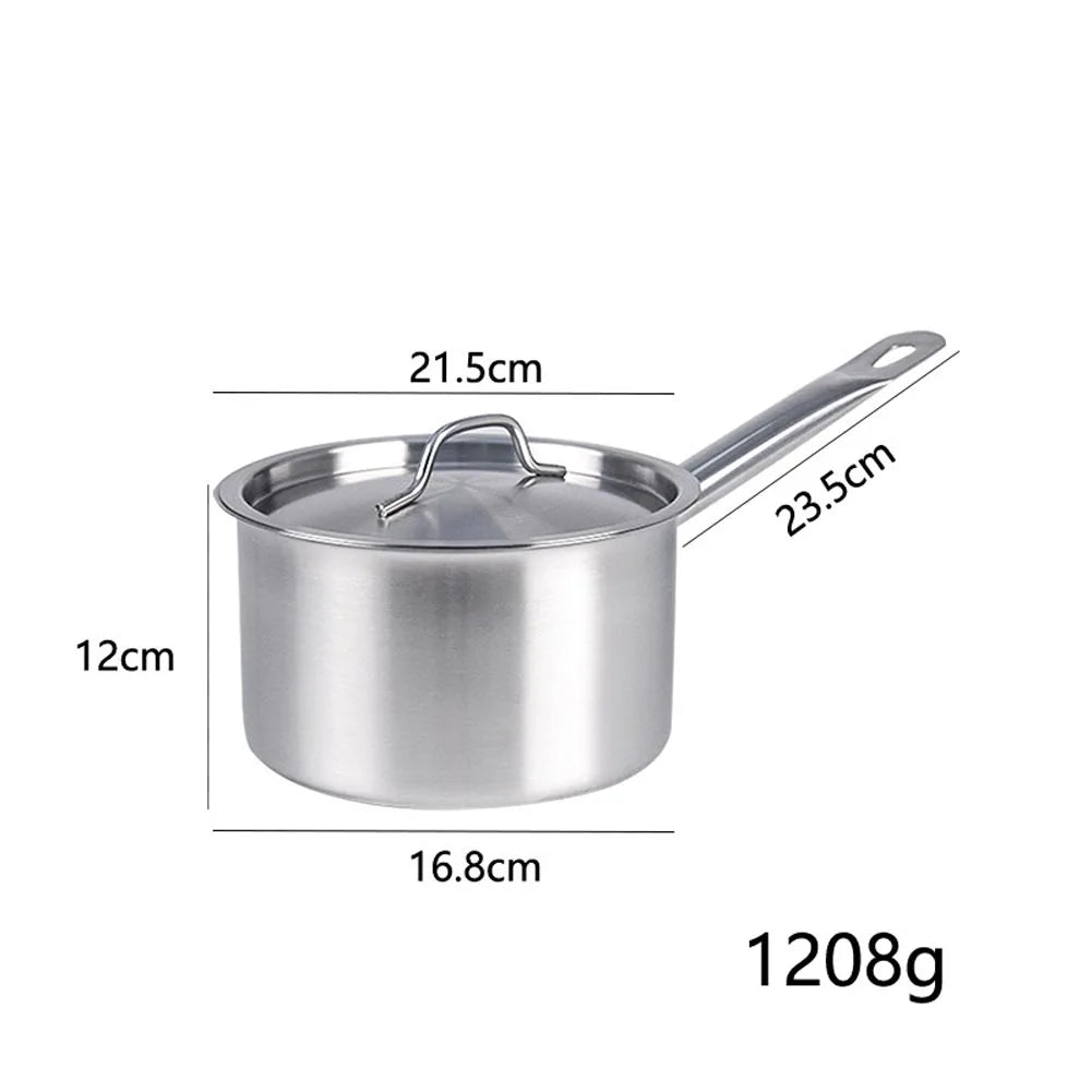 Stainless Steel Milk Pot 16 18 20 22 24cm with Lid Sauce Pan for Gas Electric Induction Stove Boiling Simmering Use