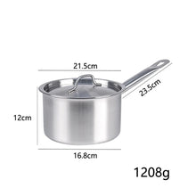 Stainless Steel Milk Pot 16 18 20 22 24cm with Lid Sauce Pan for Gas Electric Induction Stove Boiling Simmering Use