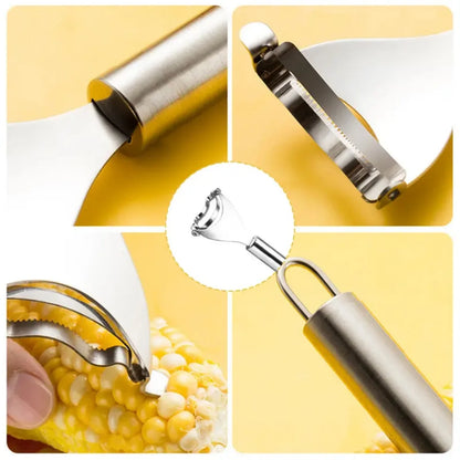 1Pc/2Pcs Stainless Steel Corn Peeler Serrated Corn Stripper Peelers Cob Shaver Planer Thresher Cutter Kitchen Fruit Vegetable Gadget Tool