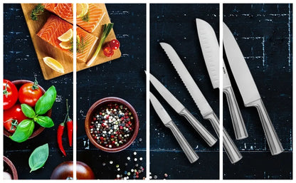 5 Piece Stainless Steel Kitchen Knife Set, Ergonomic Hollow Handle Design, Household Chef Knife for Chopping Carving Slicing