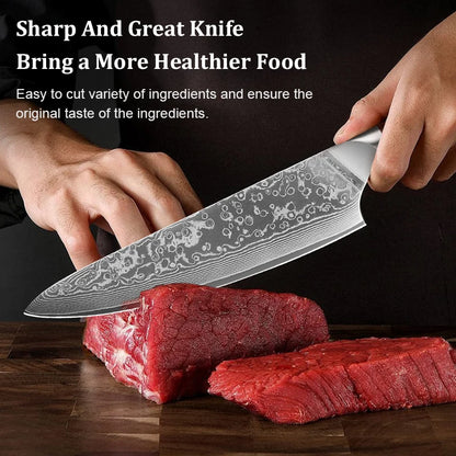 1/3PCS Kitchen Knife Sets Japanese Forged Damascus Steel Chef Santoku Knives Stainless Steel Rosewood Handle