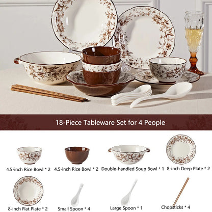 Retro Rose Household Anti-Slip full travel dish set is very luxurious luxury bowl kitchen dinner sets ceramic plates porcelain