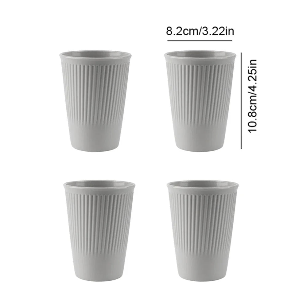 4/16Pcs Grey Straw Cutlery Set Dishes Bowls Disk Water Cup Tableware Plastic Unbreakable Polypropylene Kitchen Dinnerware