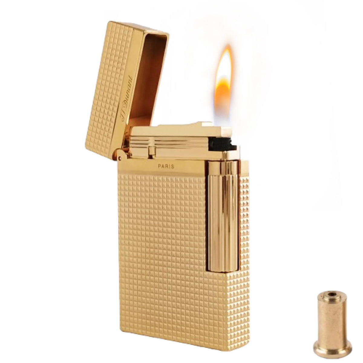 JT.Dunant Lighter Ding Sound Brass Metal Refillable Butane Cigar Cigarette Lighters Fuel Men Smoking Accessory