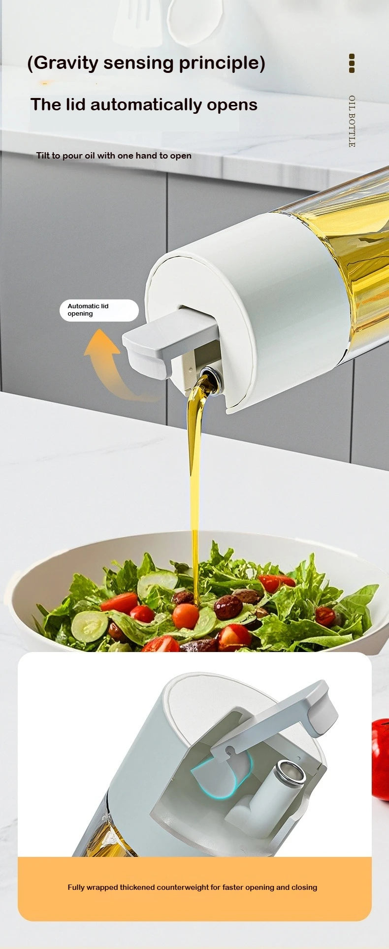 Transparent Glass Olive Oil Bottle Leak Proof Kitchen Seasoning Soy Sauce Vinegar Multifunctional Durable Storage Bottle 500ml