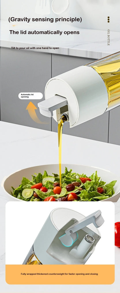 Transparent Glass Olive Oil Bottle Leak Proof Kitchen Seasoning Soy Sauce Vinegar Multifunctional Durable Storage Bottle 500ml