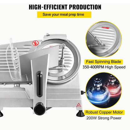 SucceBuy Meat Slicer 200W/240W/320W/340W Electric Deli Food Slicer Adjustable Thickness Commercial and Home Use Cut Meat Cheese