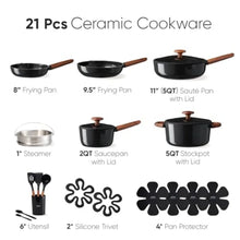 21pcs Cookware Set Nonstick Pots and Pans Set, Ceramic Cookware Set Induction Cookware, Non toxic Healthy Non Stick Kitchen Coo