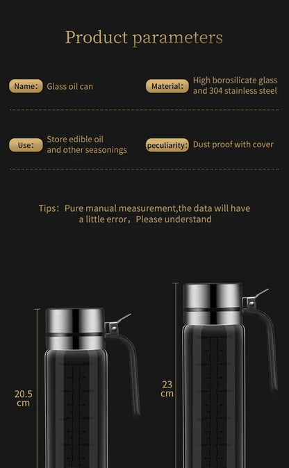 Oil bottle glass Oil pot leakproof Tank Kitchen soy sauce Bottles Vinegar Pots Seasoning Tool Set Of Household Flip Lid