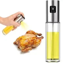 Kitchen Oil Sprayer for Cooking,100ml Olive Oil or Vinegar, Trigger Design,Stainless Steel Vinegar Glass Spray Bottle