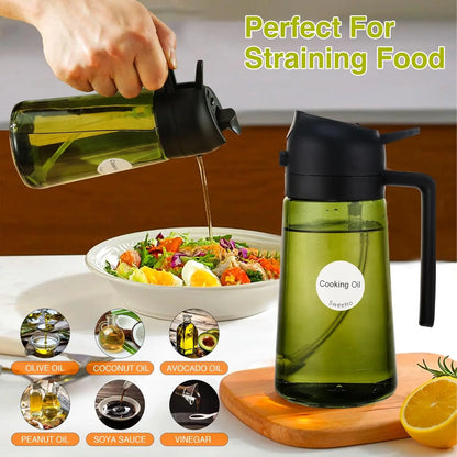 1-4PCS 2-in-1 Olive Oil Dispenser Bottle with Spray and Pour Function Glass Oil Sprayer for Kitchen Cooking BBQ Salad Baking