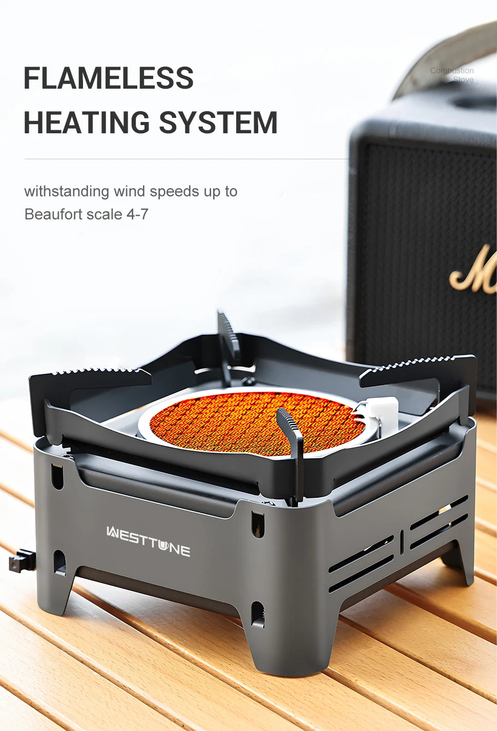 WESTTUNE Outdoor Gas Stove Portable Cooking Stoves Camping Emergency Burner with Electronic Ignition for Garden Picnic BBQ