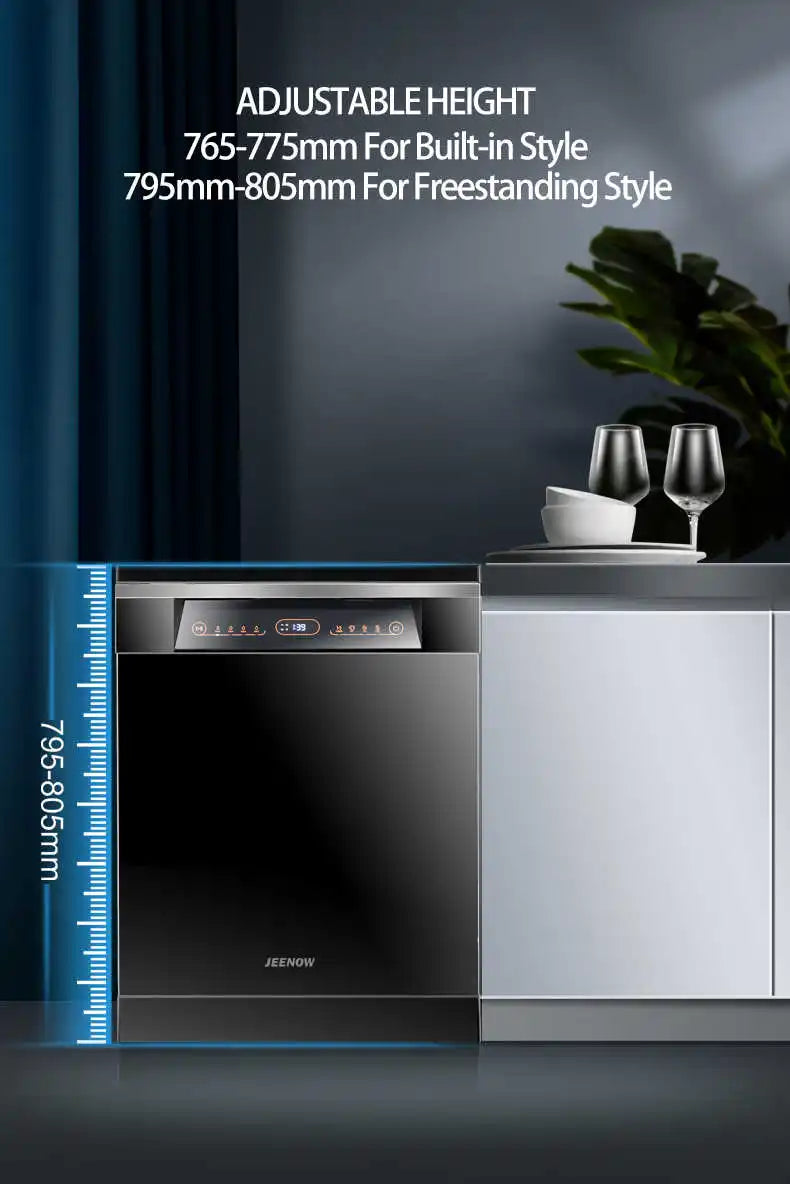 Stainless Steel Dishwasher, 8 Program Freestanding Dish Washing Machine, 598x600x845mm Premium Electric Kitchen Appliance