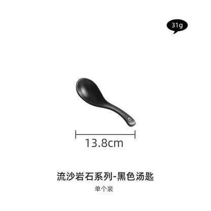 Black and white ceramic tableware, plates, plates, household eating bowls, soup bowls, high-end luxury Japanese tableware sets.