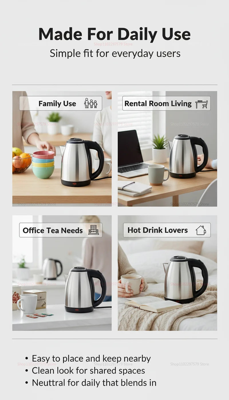 2.0L Smart Kettles Large Capacity Electric Kettle 304 Stainless Steel Durable Portable Water Boiler Pot Fast Boil Quickly Kettle