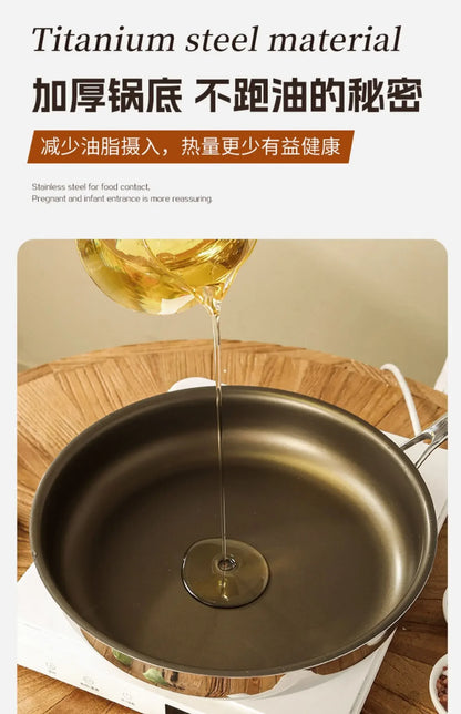 Titanium Pan Non-stick Frying Pan Household Wok Steak Frying Pan Induction Cooker Gas Stove Special  Wok Frying