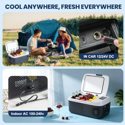 Portable car refrigerator for vehicle use, aluminum alloy body, black color, -4-68 smart Bluetooth control with battery protect