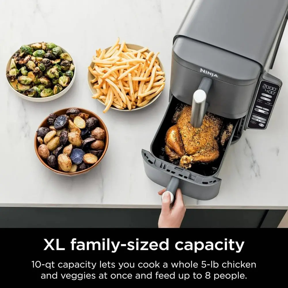 DoubleStack XL 2-Basket Air Fryer, 10 QT, 4 Foods at Once, Compact, 4-in-1, Smart Start & Match Cook, Air Fry, Broil, Bake, Easy